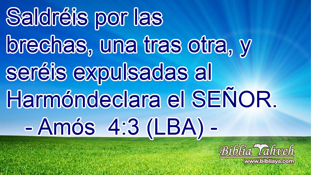Saldréis por las brechas, una tras otra, y seréis expulsadas al Harmóndeclara el SEÑOR.