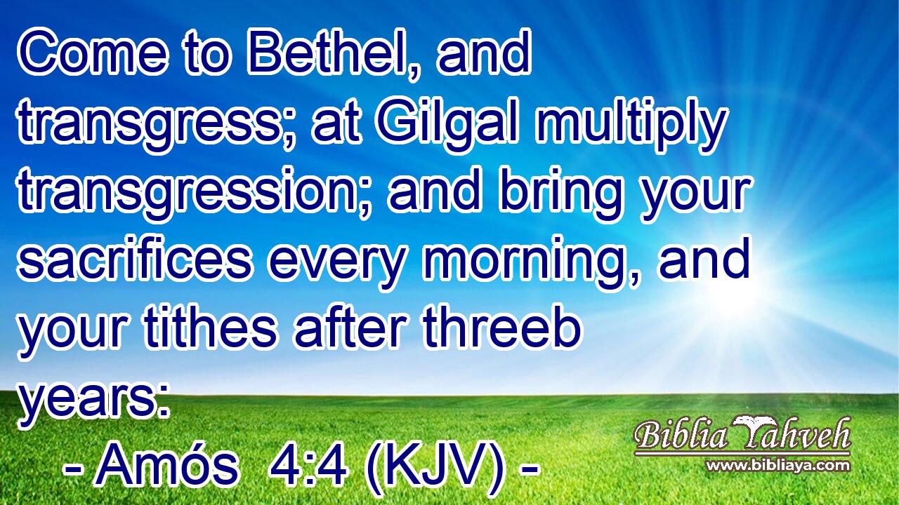 Come to Bethel, and transgress; at Gilgal multiply transgression; and bring your sacrifices every morning, and your tithes after threeb years: