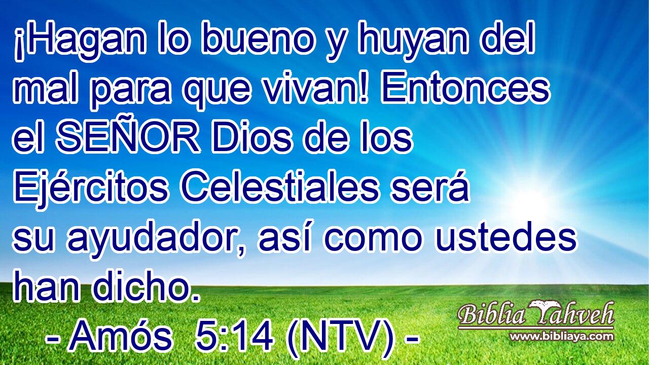 ¡Hagan lo bueno y huyan del mal para que vivan! Entonces el SEÑOR Dios de los Ejércitos Celestiales será su ayudador, así como ustedes han dicho.