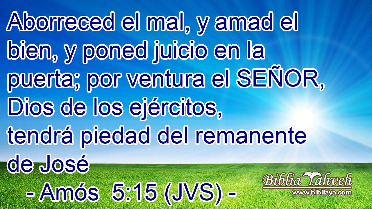 Aborreced el mal, y amad el bien, y poned juicio en la puerta; por ventura el SEÑOR, Dios de los ejércitos, tendrá piedad del remanente de José