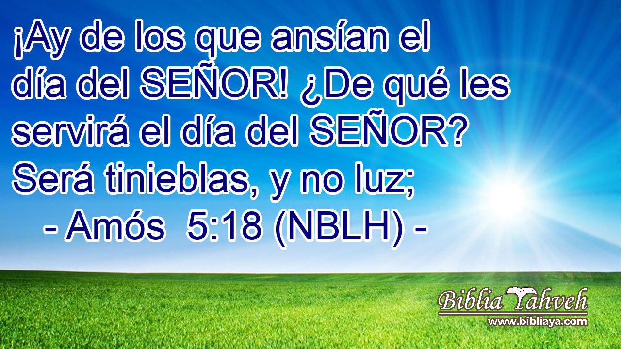  ¡Ay de los que ansían el día del SEÑOR! ¿De qué les servirá el día del SEÑOR? Será tinieblas, y no luz; 