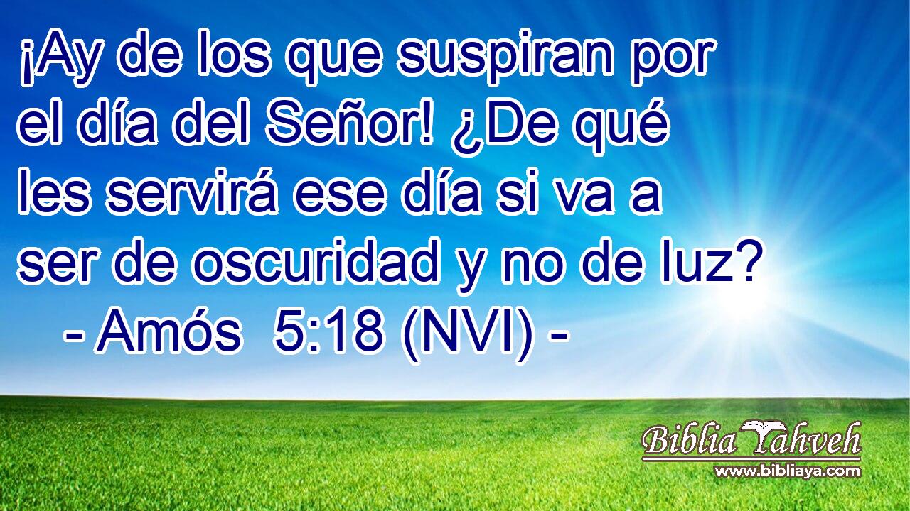  ¡Ay de los que suspiran por el día del Señor! ¿De qué les servirá ese día si va a ser de oscuridad y no de luz? 