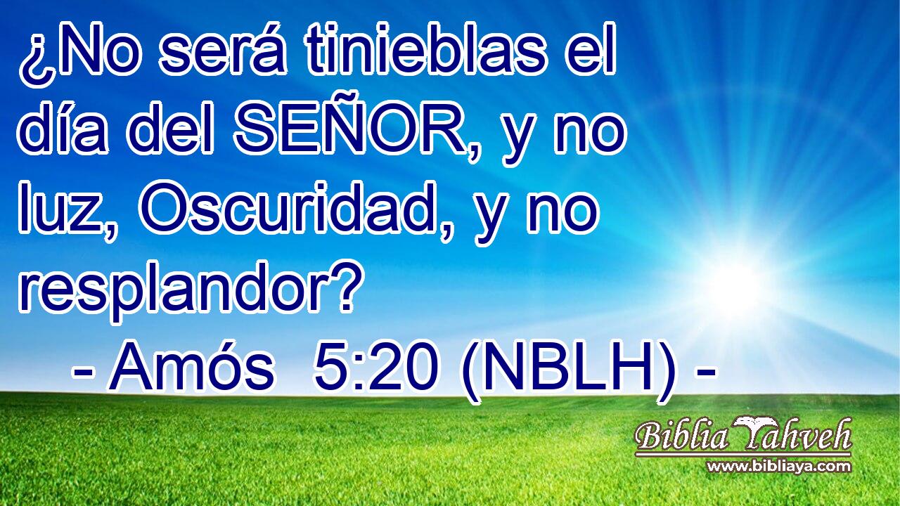  ¿No será tinieblas el día del SEÑOR, y no luz, Oscuridad, y no resplandor? 