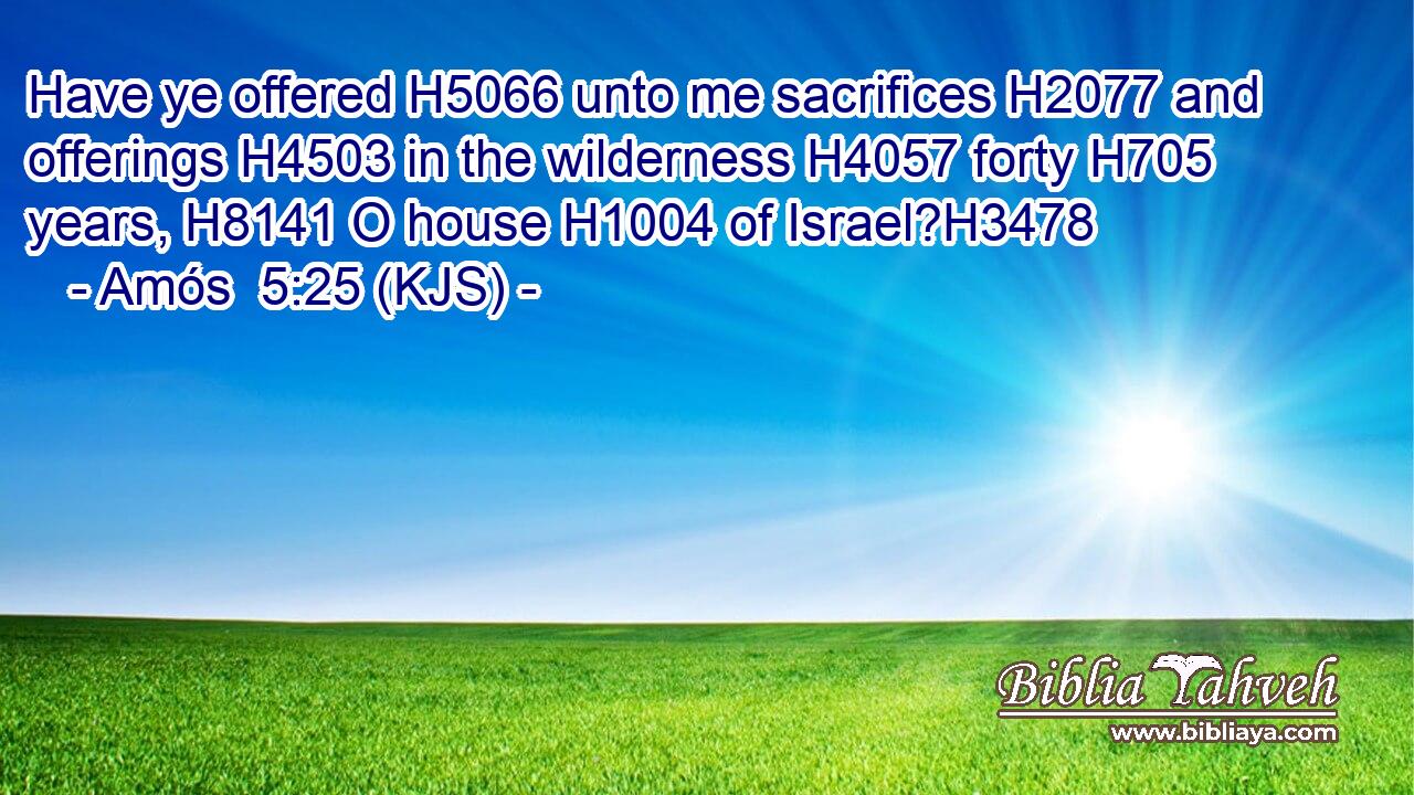 Have ye offered H5066 unto me sacrifices H2077 and offerings H4503 in the wilderness H4057 forty H705 years, H8141 O house H1004 of Israel?H3478
