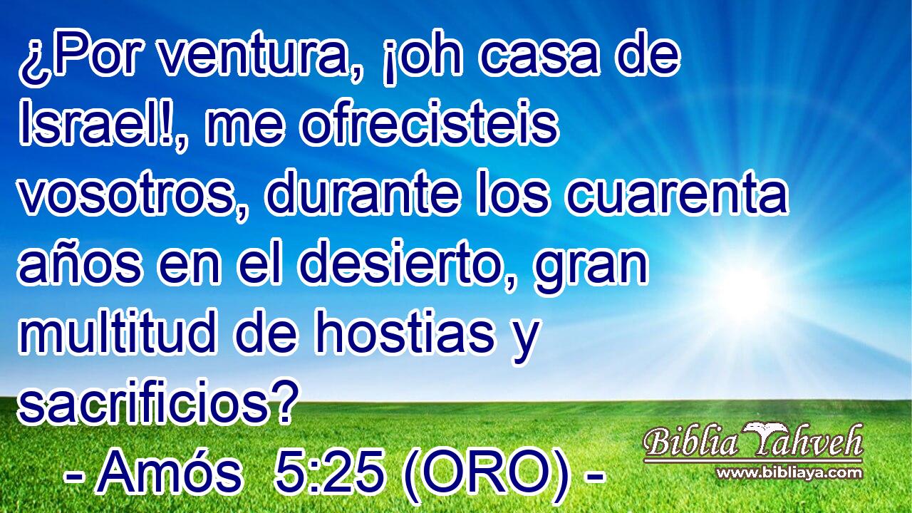  ¿Por ventura, ¡oh casa de Israel!, me ofrecisteis vosotros, durante los cuarenta años en el desierto, gran multitud de hostias y sacrificios? 