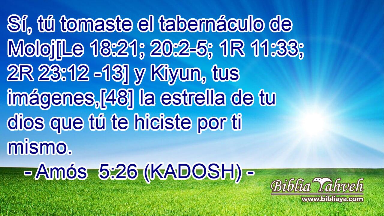  Sí, tú tomaste el tabernáculo de Moloj[Le 18:21; 20:2-5; 1R 11:33; 2R 23:12 -13] y Kiyun, tus imágenes,[48] la estrella de tu dios que tú te hiciste por ti mismo. 
