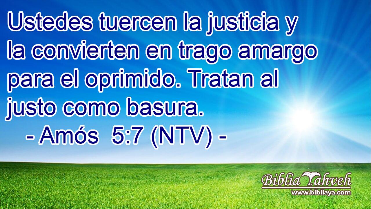 Ustedes tuercen la justicia y la convierten en trago amargo para el oprimido. Tratan al justo como basura.