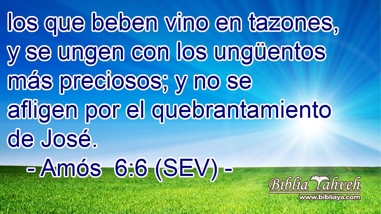los que beben vino en tazones, y se ungen con los ungüentos más preciosos; y no se afligen por el quebrantamiento de José.