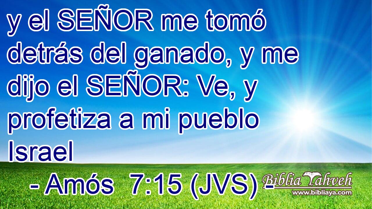 y el SEÑOR me tomó detrás del ganado, y me dijo el SEÑOR: Ve, y profetiza a mi pueblo Israel