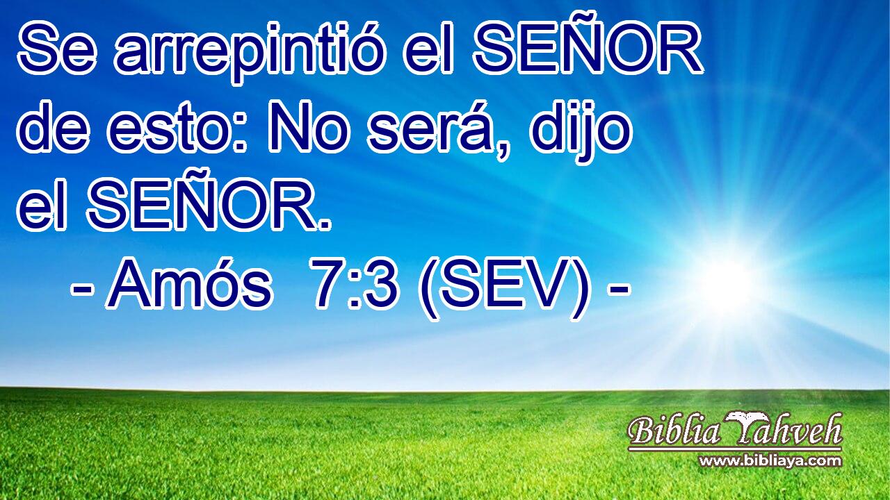 Se arrepintió el SEÑOR de esto: No será, dijo el SEÑOR.