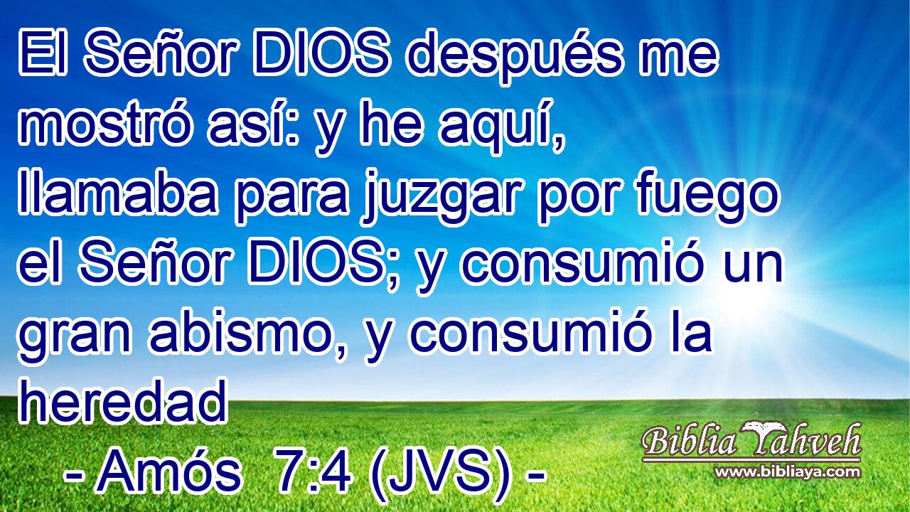 El Señor DIOS después me mostró así: y he aquí, llamaba para juzgar por fuego el Señor DIOS; y consumió un gran abismo, y consumió la heredad