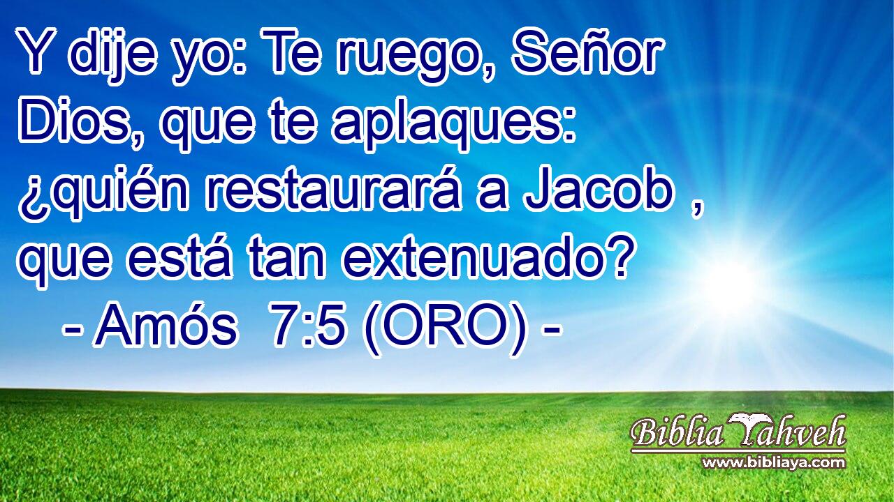  Y dije yo: Te ruego, Señor Dios, que te aplaques: ¿quién restaurará a Jacob , que está tan extenuado? 