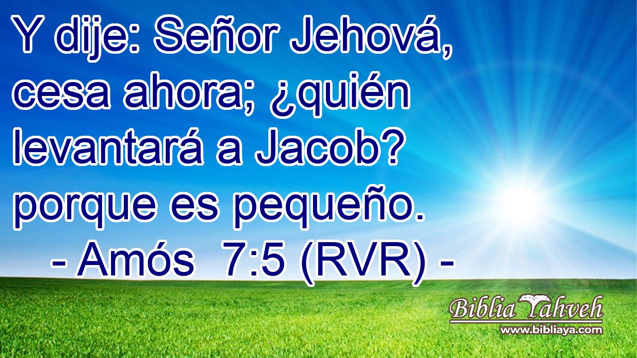 Y dije: Señor Jehová, cesa ahora; ¿quién levantará a Jacob? porque es pequeño.