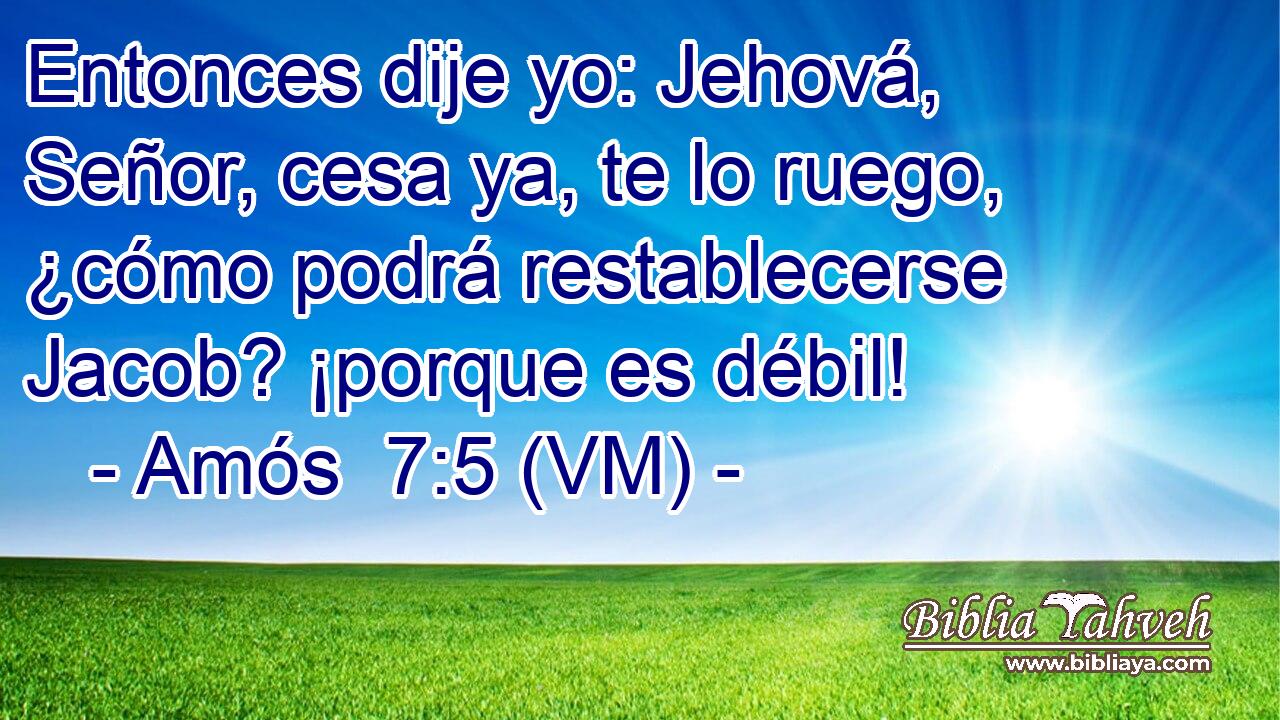  Entonces dije yo: Jehová, Señor, cesa ya, te lo ruego, ¿cómo podrá restablecerse Jacob? ¡porque es débil! 