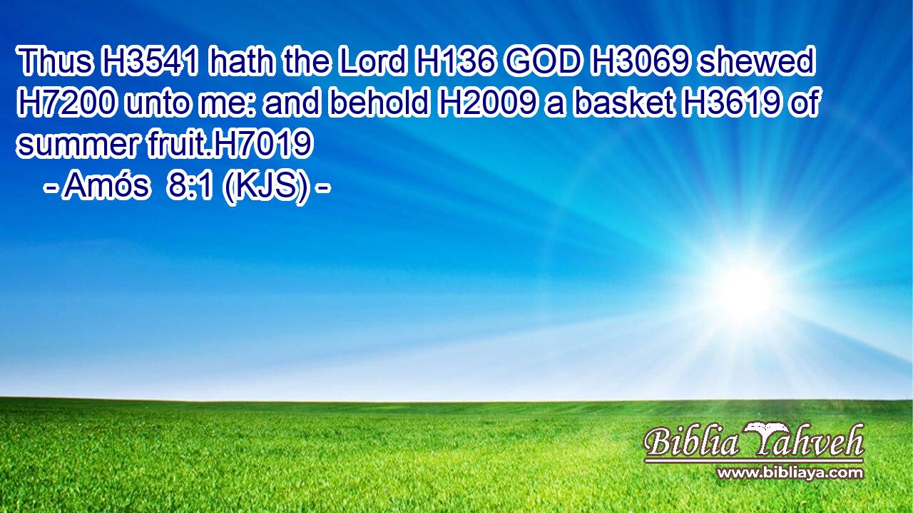 Thus H3541 hath the Lord H136 GOD H3069 shewed H7200 unto me: and behold H2009 a basket H3619 of summer fruit.H7019