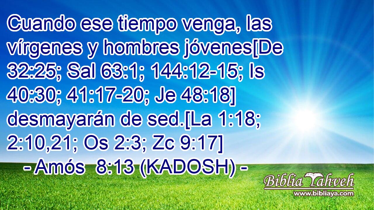  Cuando ese tiempo venga, las vírgenes y hombres jóvenes[De 32:25; Sal 63:1; 144:12-15; Is 40:30; 41:17-20; Je 48:18] desmayarán de sed.[La 1:18; 2:10,21; Os 2:3; Zc 9:17] 