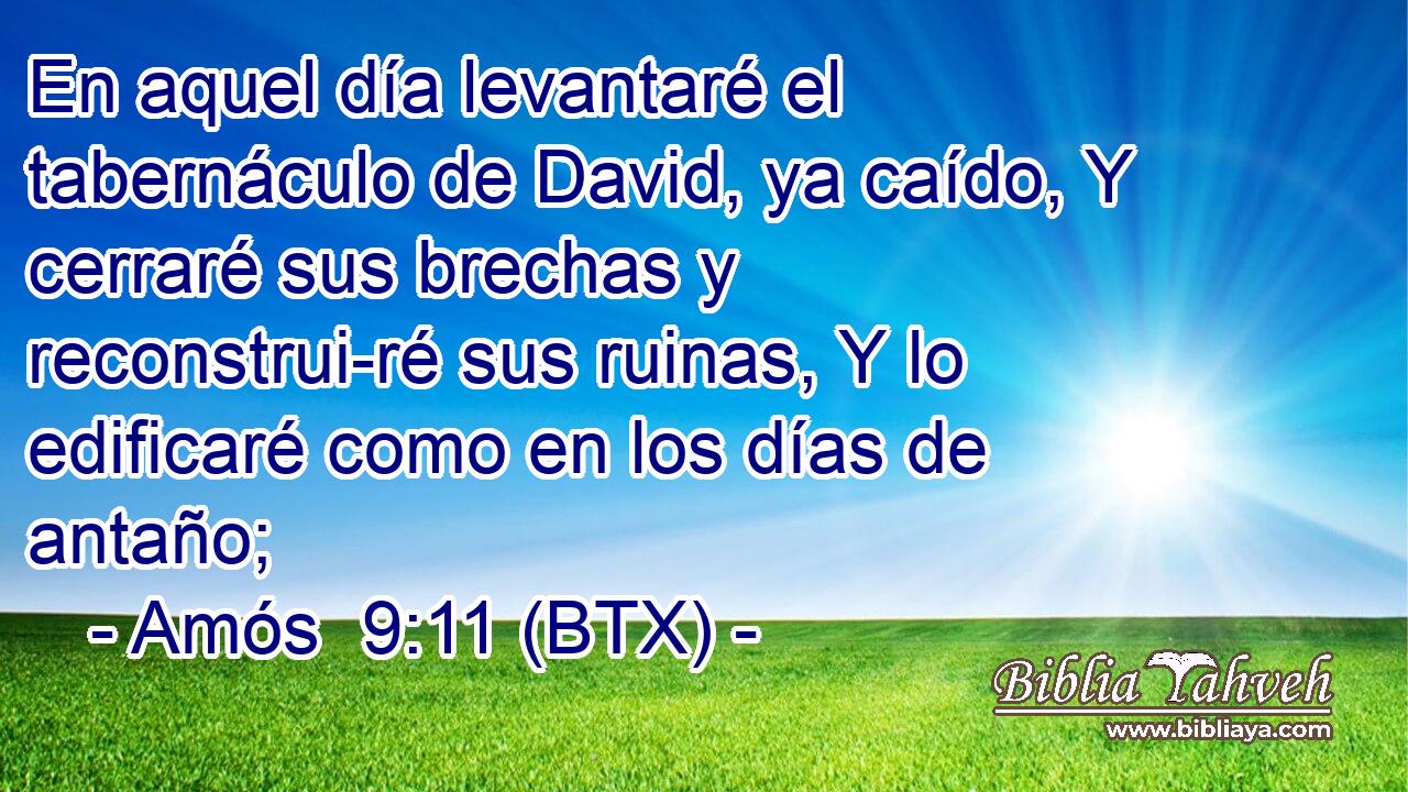 En aquel día levantaré el tabernáculo de David, ya caído, Y cerraré sus brechas y reconstrui-ré sus ruinas, Y lo edificaré como en los días de antaño;