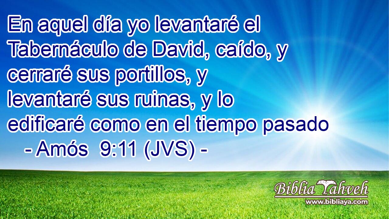 En aquel día yo levantaré el Tabernáculo de David, caído, y cerraré sus portillos, y levantaré sus ruinas, y lo edificaré como en el tiempo pasado
