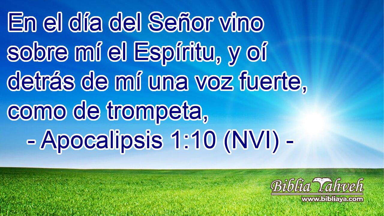  En el día del Señor vino sobre mí el Espíritu, y oí detrás de mí una voz fuerte, como de trompeta, 