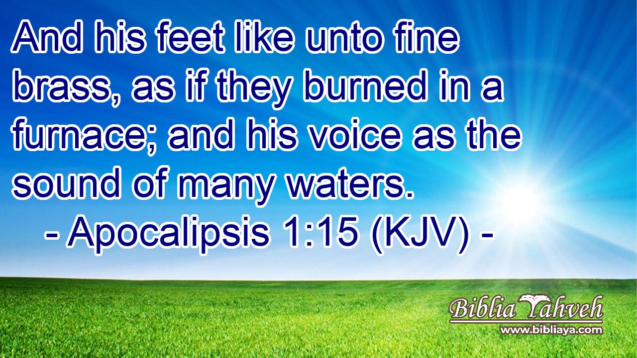 And his feet like unto fine brass, as if they burned in a furnace; and his voice as the sound of many waters.