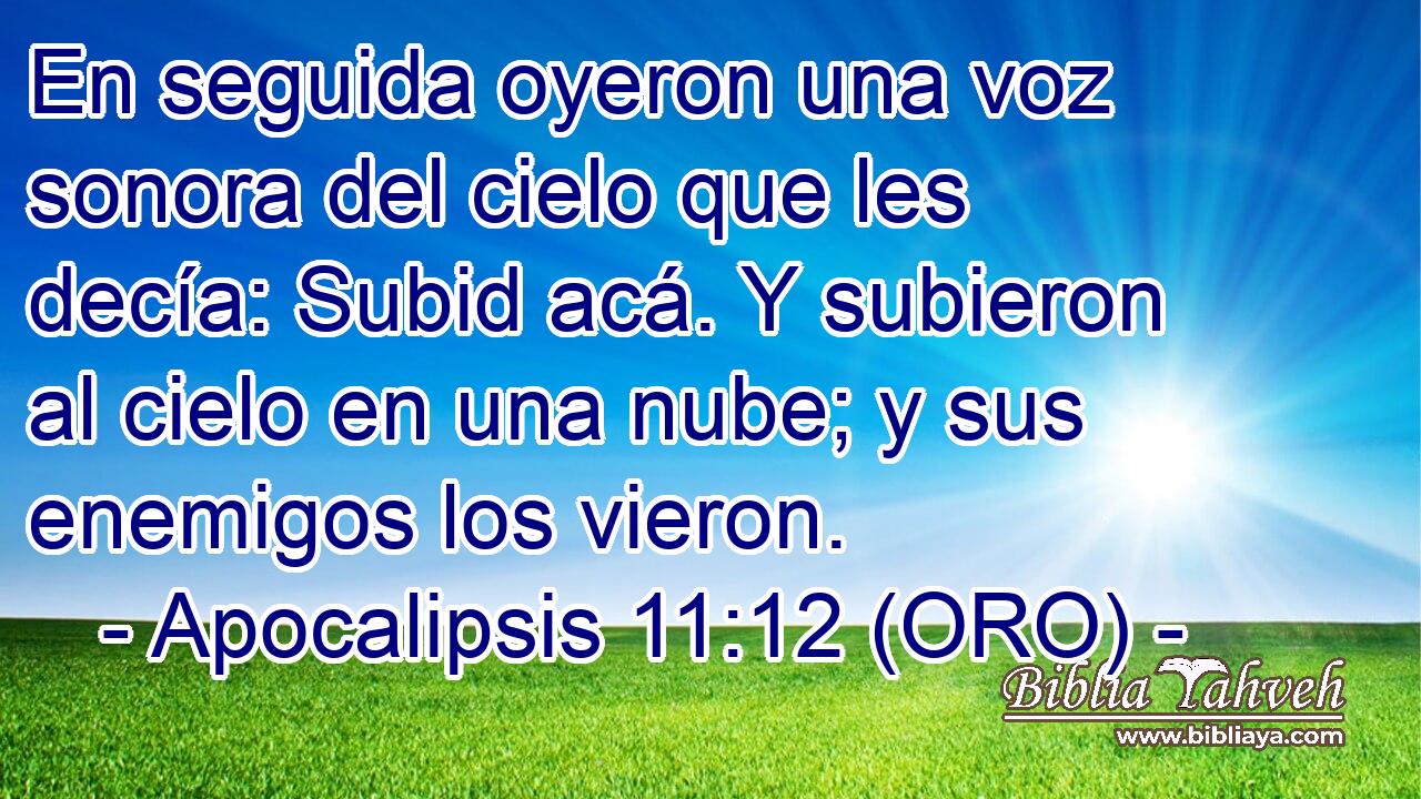  En seguida oyeron una voz sonora del cielo que les decía: Subid acá. Y subieron al cielo en una nube; y sus enemigos los vieron. 