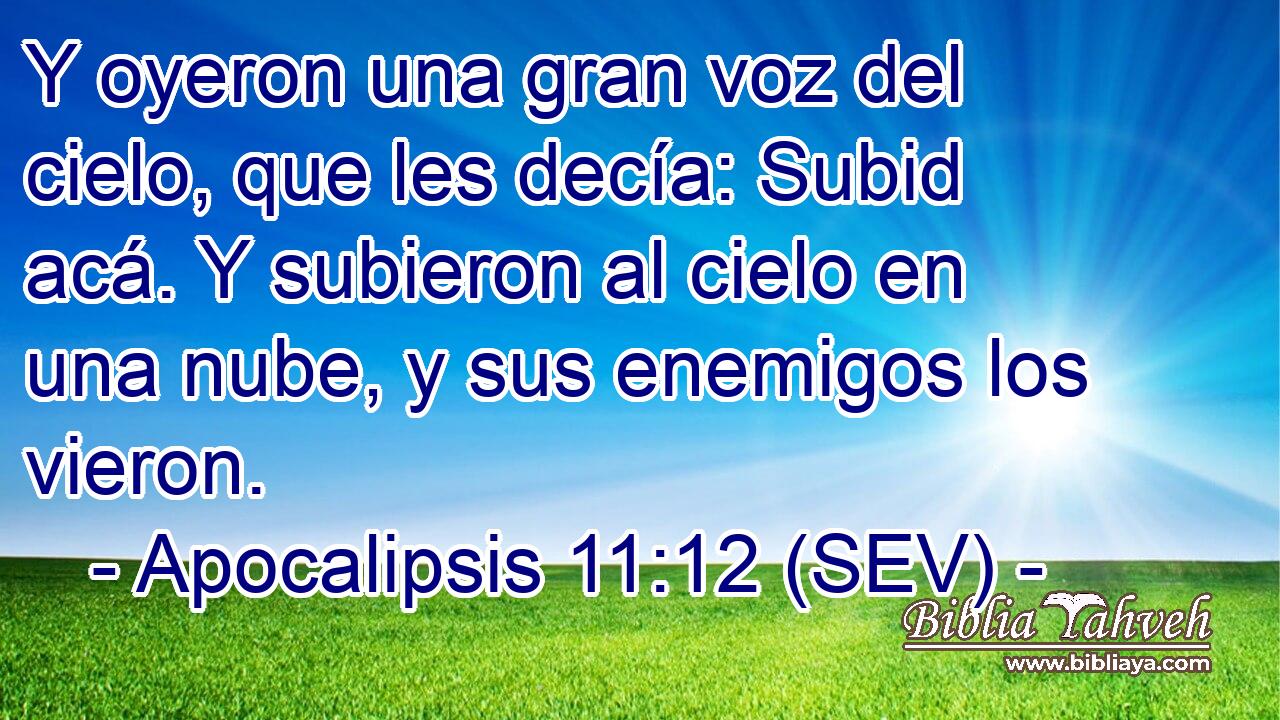 Y oyeron una gran voz del cielo, que les decía: Subid acá. Y subieron al cielo en una nube, y sus enemigos los vieron.