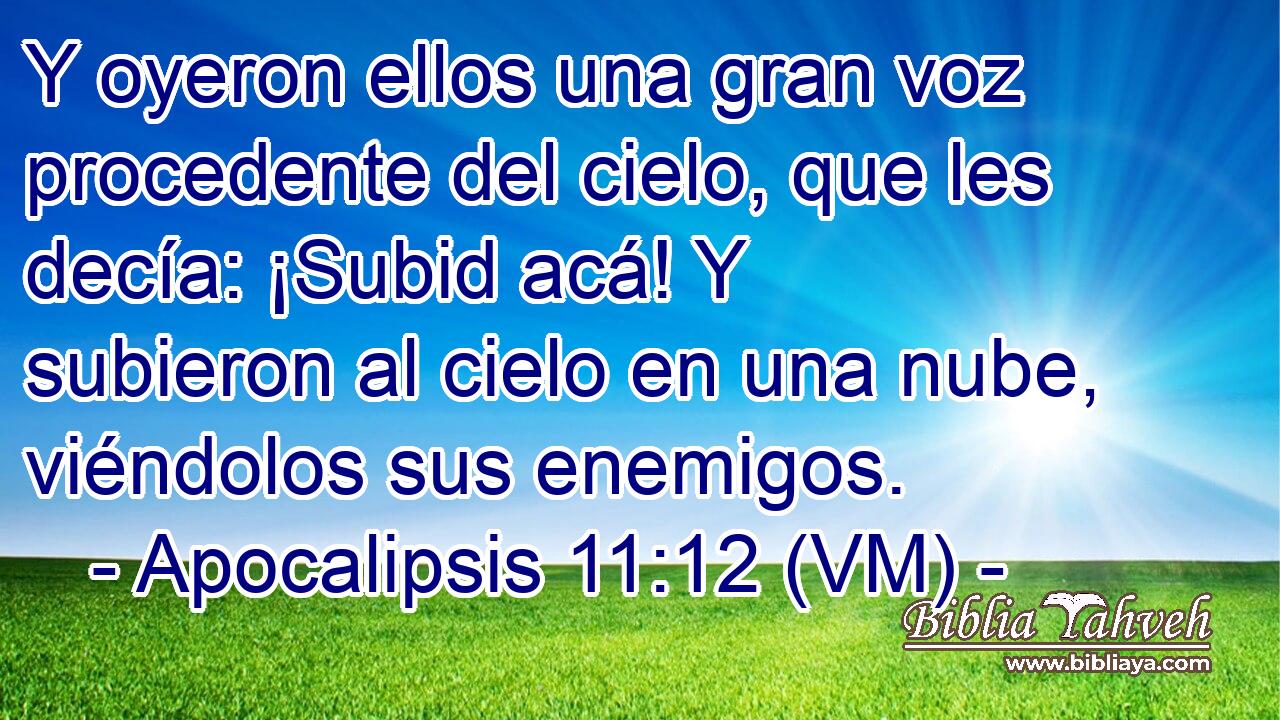  Y oyeron ellos una gran voz procedente del cielo, que les decía: ¡Subid acá! Y subieron al cielo en una nube, viéndolos sus enemigos. 