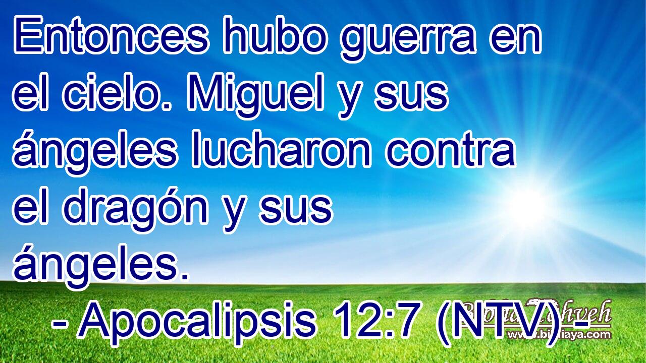 Entonces hubo guerra en el cielo. Miguel y sus ángeles lucharon contra el dragón y sus ángeles.