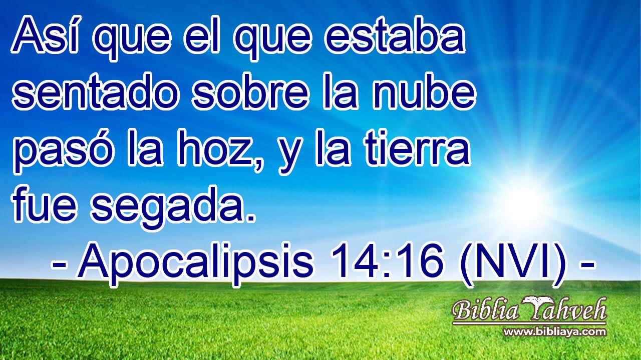  Así que el que estaba sentado sobre la nube pasó la hoz, y la tierra fue segada. 