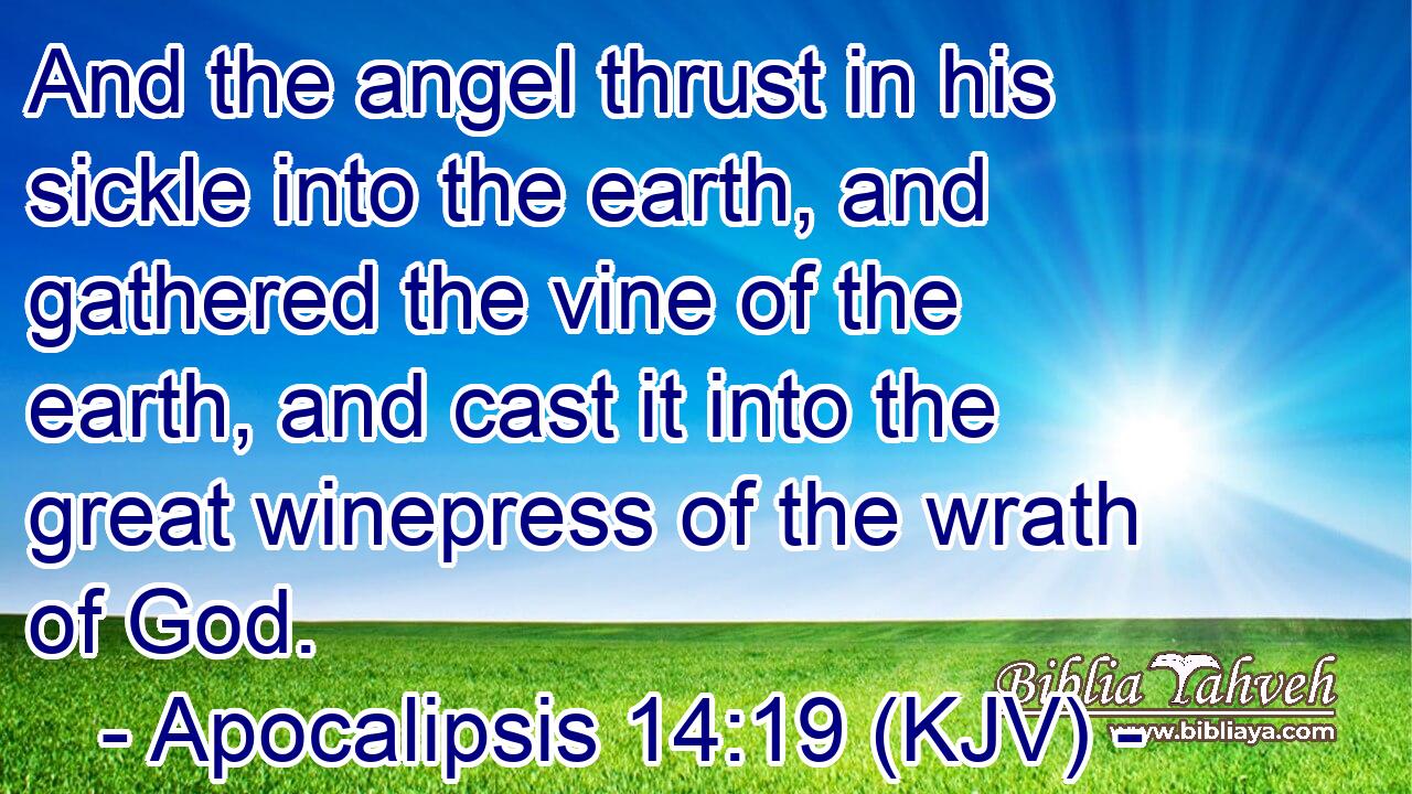 And the angel thrust in his sickle into the earth, and gathered the vine of the earth, and cast it into the great winepress of the wrath of God.