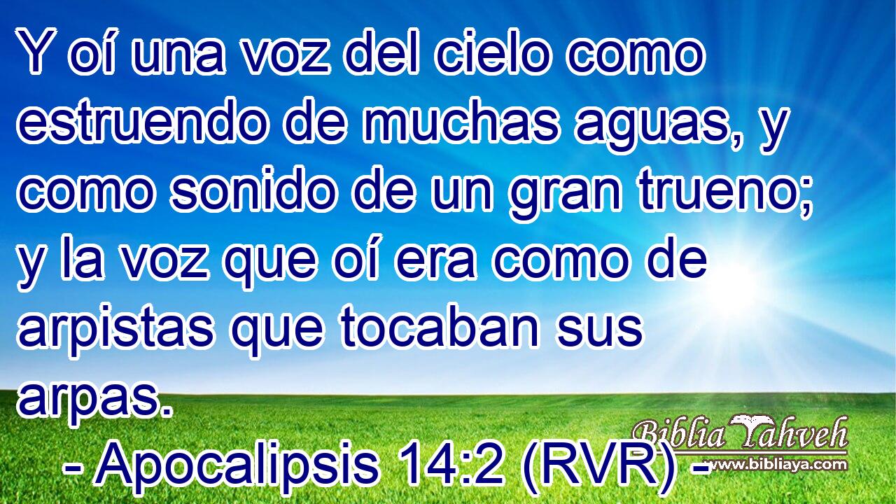 Y oí una voz del cielo como estruendo de muchas aguas, y como sonido de un gran trueno; y la voz que oí era como de arpistas que tocaban sus arpas.
