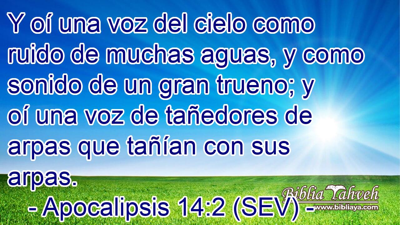 Y oí una voz del cielo como ruido de muchas aguas, y como sonido de un gran trueno; y oí una voz de tañedores de arpas que tañían con sus arpas.