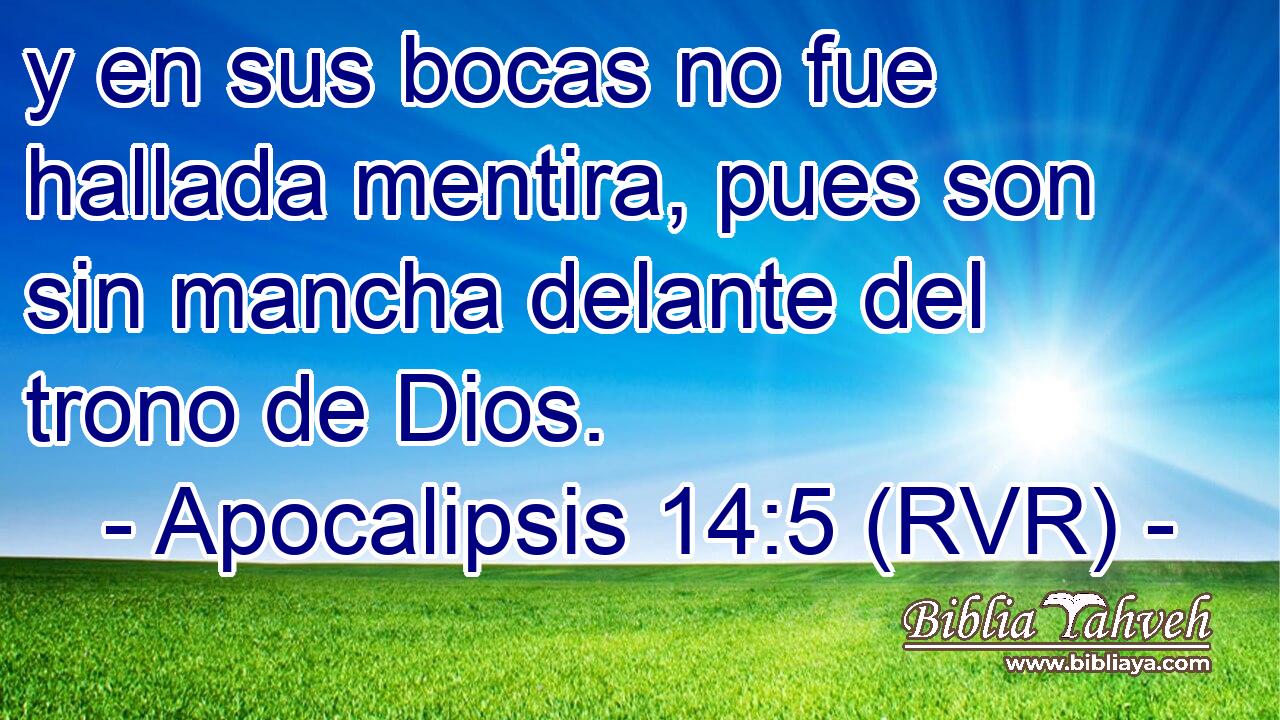 y en sus bocas no fue hallada mentira, pues son sin mancha delante del trono de Dios.