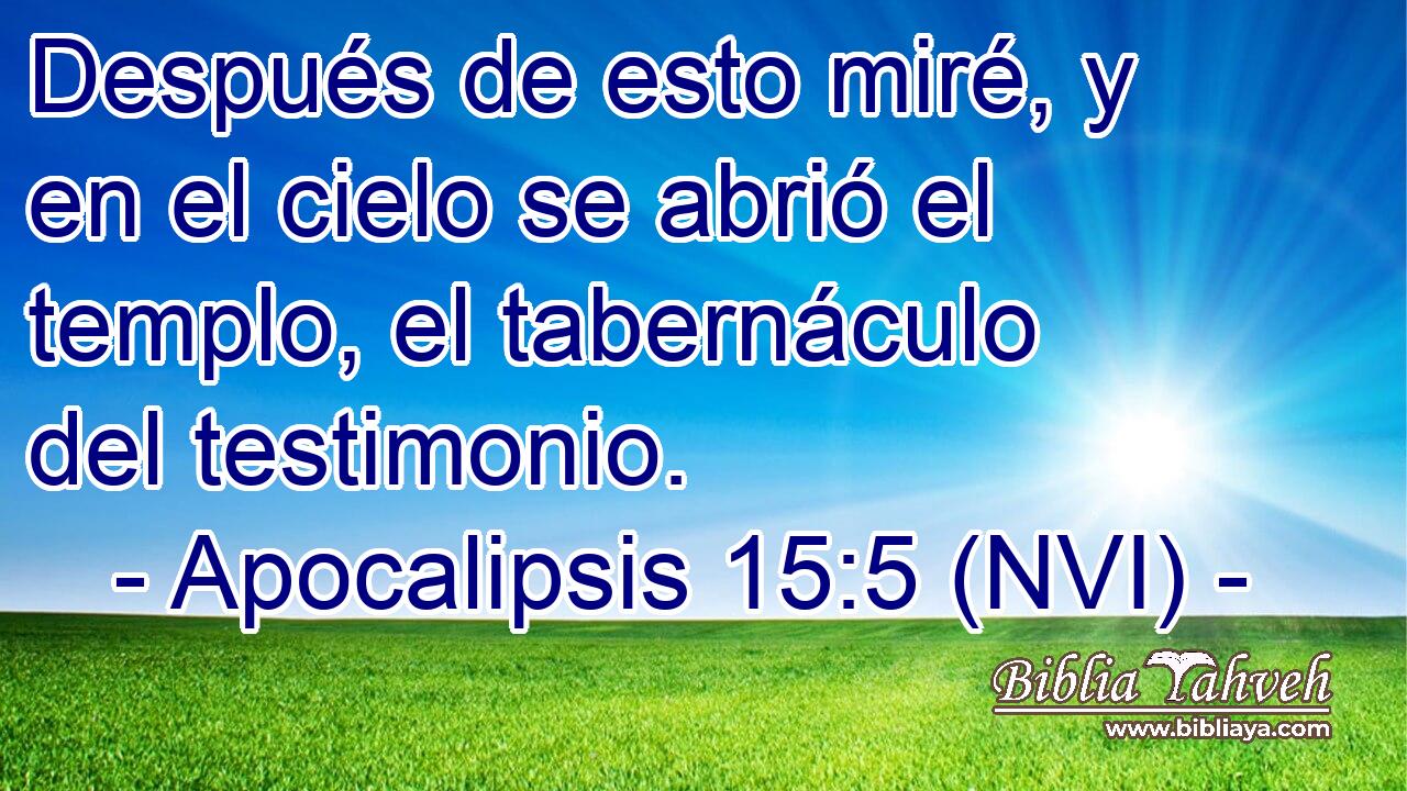  Después de esto miré, y en el cielo se abrió el templo, el tabernáculo del testimonio. 