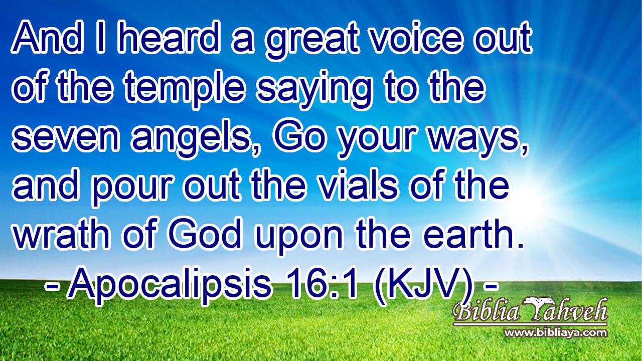 And I heard a great voice out of the temple saying to the seven angels, Go your ways, and pour out the vials of the wrath of God upon the earth.