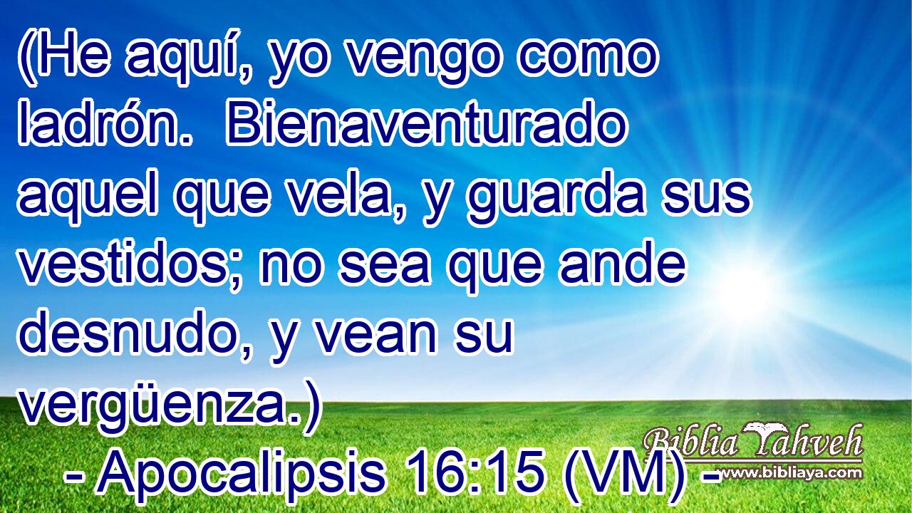  (He aquí, yo vengo como ladrón.  Bienaventurado aquel que vela, y guarda sus vestidos; no sea que ande desnudo, y vean su vergüenza.) 