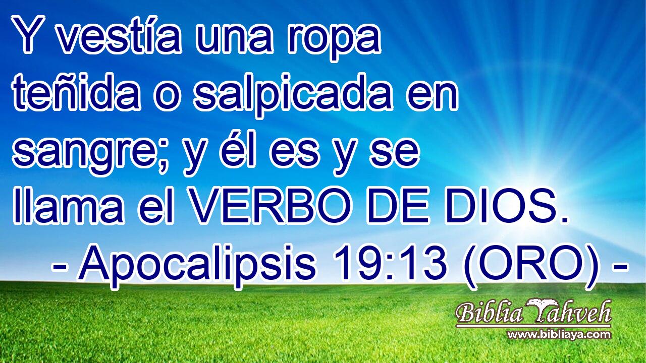  Y vestía una ropa teñida o salpicada en sangre; y él es y se llama el VERBO DE DIOS. 