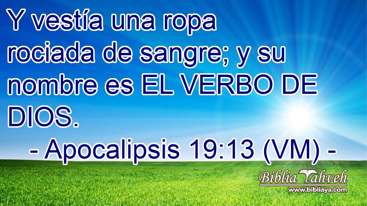  Y vestía una ropa rociada de sangre; y su nombre es EL VERBO DE DIOS. 