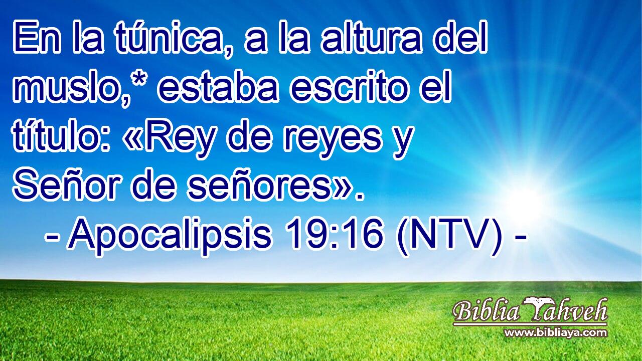 En la túnica, a la altura del muslo,* estaba escrito el título: «Rey de reyes y Señor de señores».