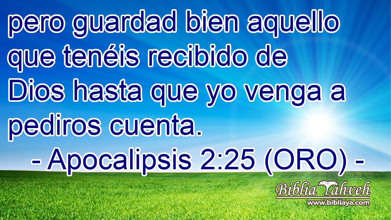  pero guardad bien aquello que tenéis recibido de Dios hasta que yo venga a pediros cuenta. 