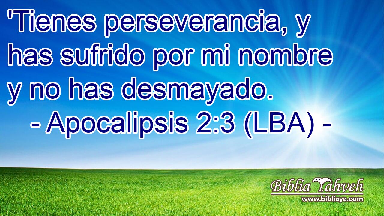 'Tienes perseverancia, y has sufrido por mi nombre y no has desmayado.