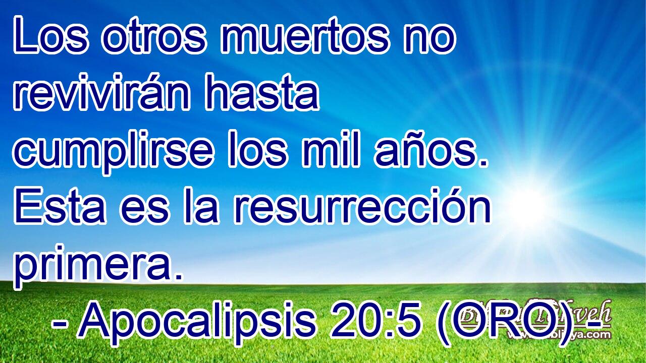  Los otros muertos no revivirán hasta cumplirse los mil años. Esta es la resurrección primera. 