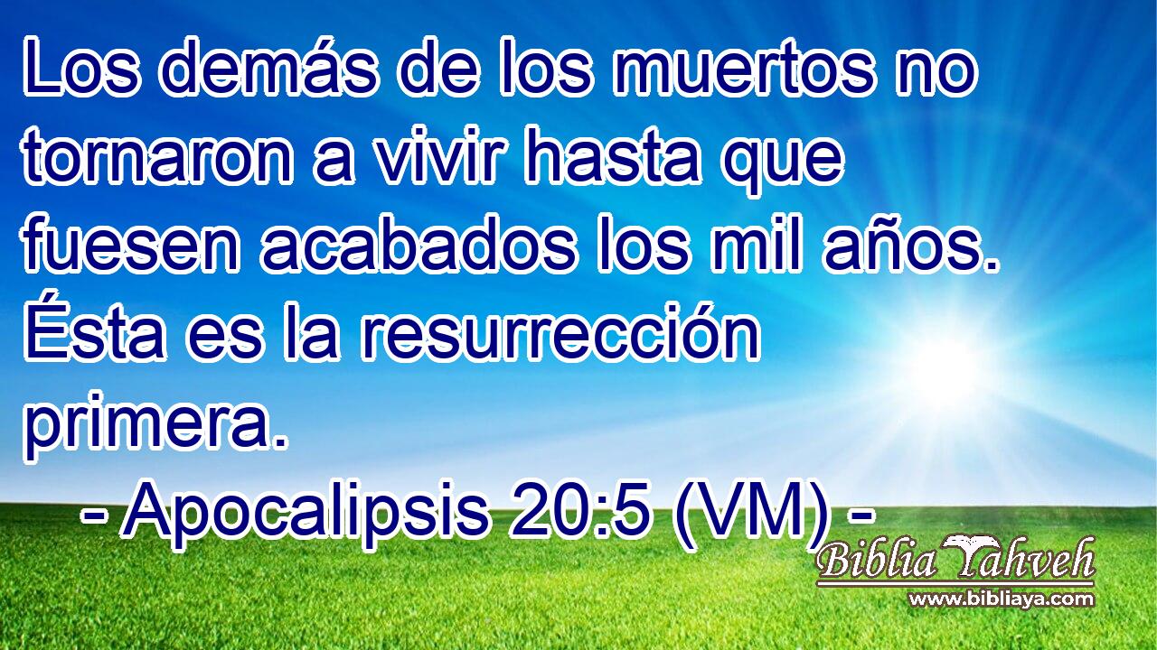  Los demás de los muertos no tornaron a vivir hasta que fuesen acabados los mil años. Ésta es la resurrección primera. 