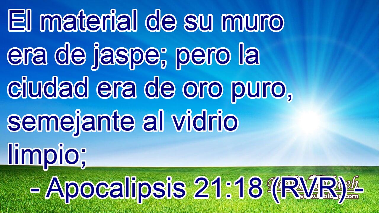 El material de su muro era de jaspe; pero la ciudad era de oro puro, semejante al vidrio limpio;