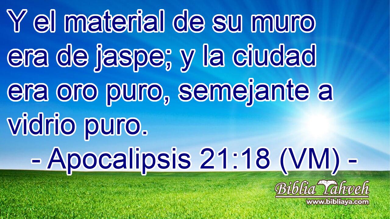  Y el material de su muro era de jaspe; y la ciudad era oro puro, semejante a vidrio puro. 