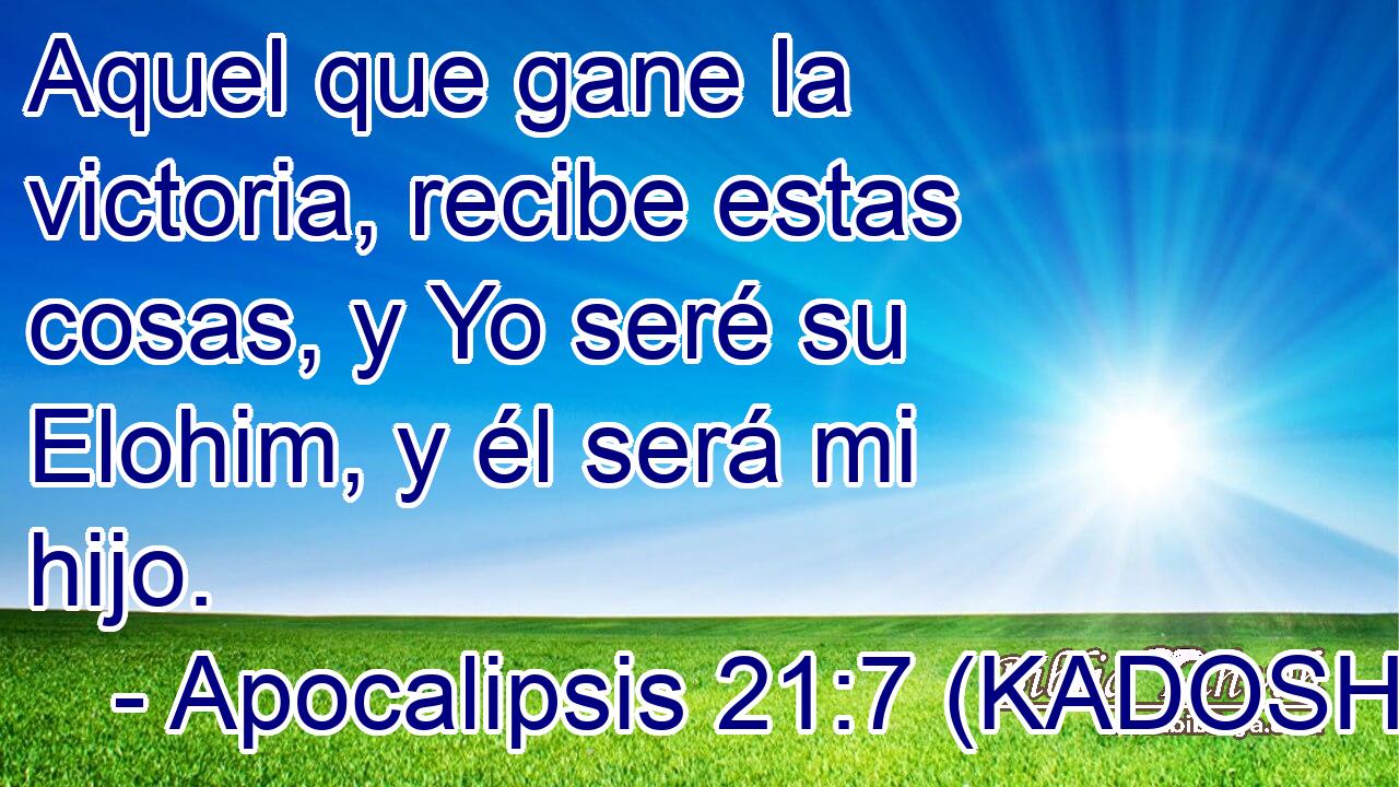  Aquel que gane la victoria, recibe estas cosas, y Yo seré su Elohim, y él será mi hijo. 