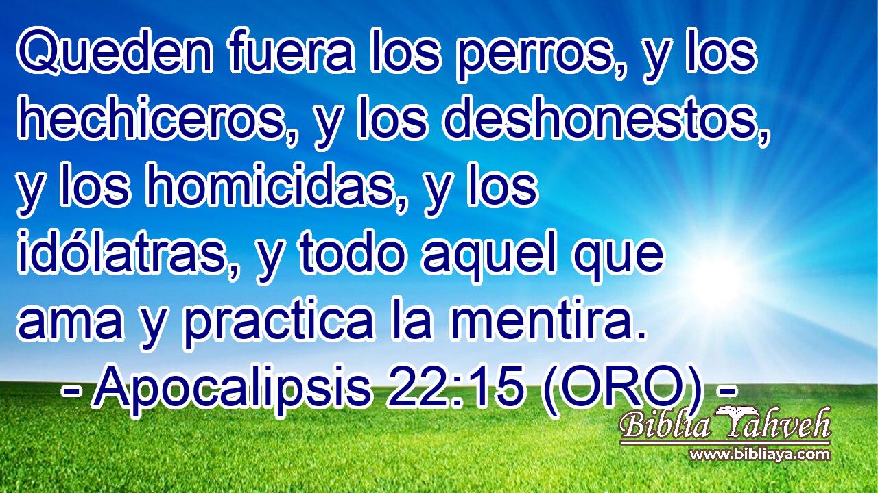  Queden fuera los perros, y los hechiceros, y los deshonestos, y los homicidas, y los idólatras, y todo aquel que ama y practica la mentira. 