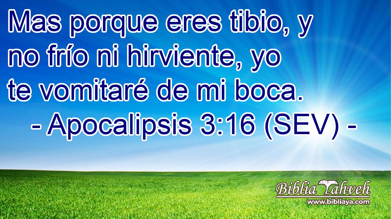Mas porque eres tibio, y no frío ni hirviente, yo te vomitaré de mi boca.