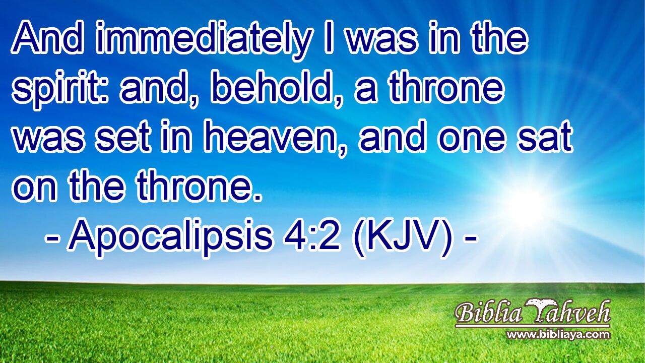 And immediately I was in the spirit: and, behold, a throne was set in heaven, and one sat on the throne.