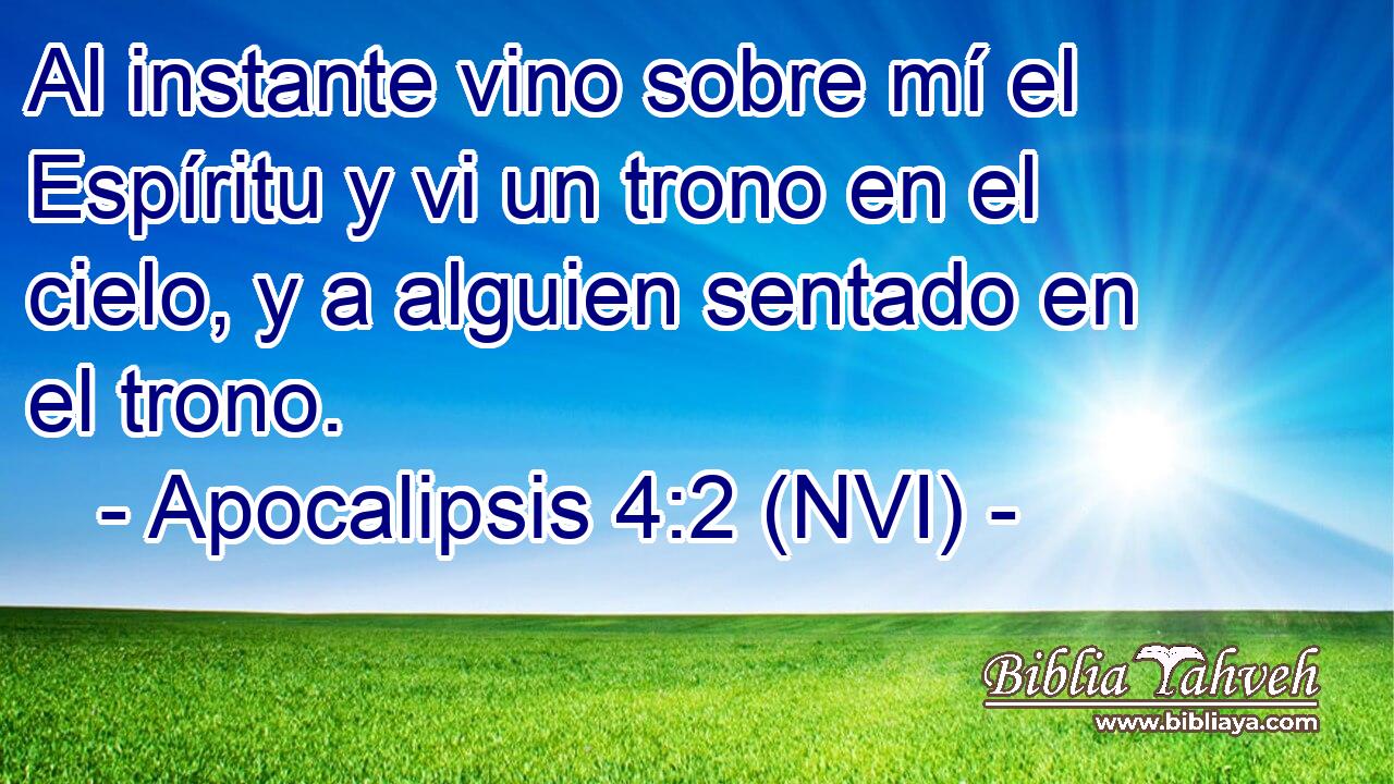  Al instante vino sobre mí el Espíritu y vi un trono en el cielo, y a alguien sentado en el trono. 
